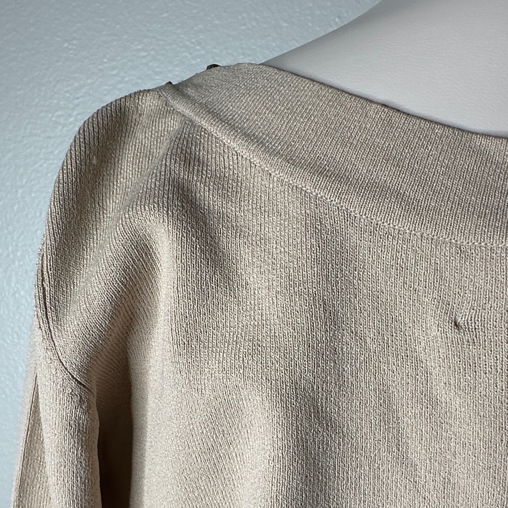 Joseph Cream Long Sleeve Top with Beaded Green Accent - Picture 9 of 9